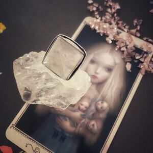 Sterling Silver Moonstone Boho Statement Ring Size 9